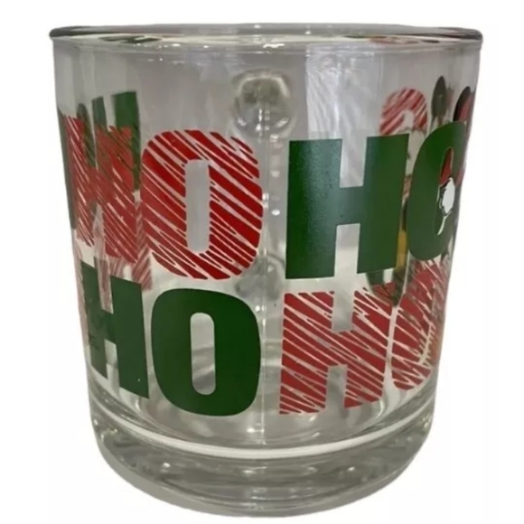 Vtg Anchor Hocking Disney Mickey Mouse Ho Ho Christmas Holiday Glass Coffee Mug - Picture 3 of 5